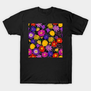 Daisy chain entwined wildflowers black T-Shirt